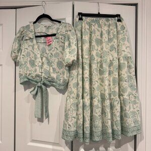 Moon River Matching Shirt and Skirt Set